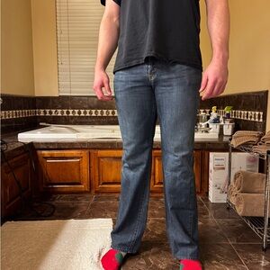 7 For All Mankind Men's Dark Blue Bootcut Jeans